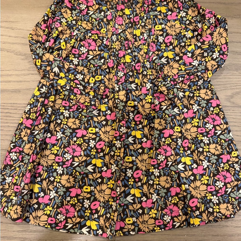 GAP Baby Black Floral Dress with Pink, Yellow & Blue Accents